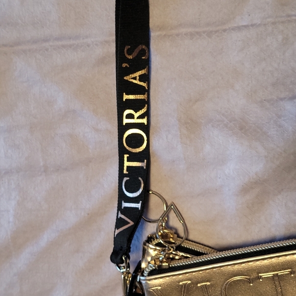 Trio of Victoria's Secret gold and pink sparkle pouches wristlets - Picture 5 of 13